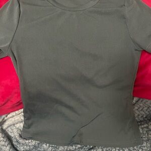 Classic Gray Ribbed Women's Top